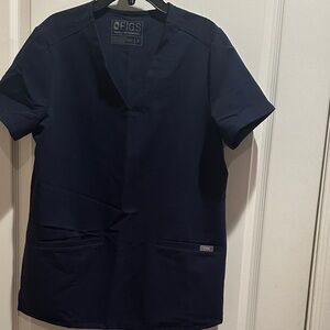 Figs Small 2 pocket scrub top Navy